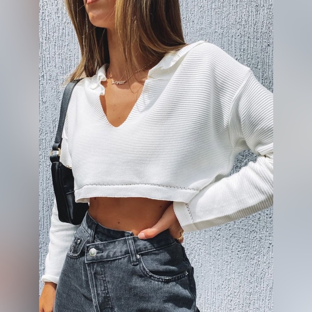 Beginning Boutique Natalie Knitted Top White